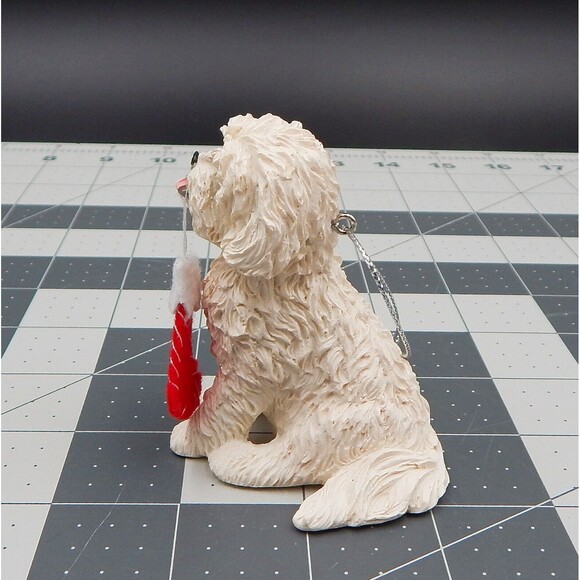 Sandicast White Bichon Frise Dog Christmas Ornament W/Holiday Stocking XSO01203 - Picture 2 of 10